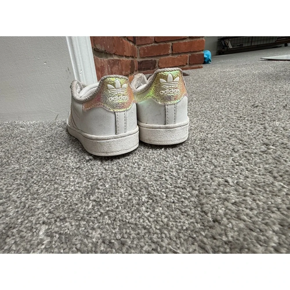 Adidas Superstar Toddler Size 9K White Iridescent Holographic Sneakers